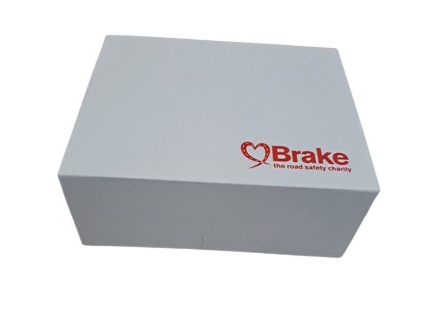 An example of the new, white police property boxes provided by Brake and The Road Safety Trust